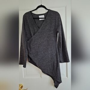 Meg Asymmetrical Gray Knit Sweater
